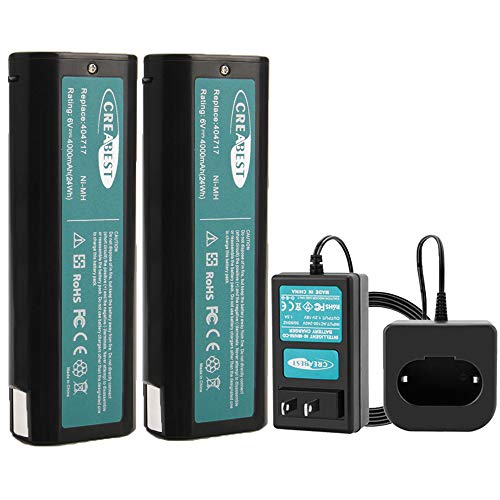 Creabest---Paquete-de-2-baterías-Ni-MH-de-6-V-y-4,0-Ah-compatibles-con-Paslode-404717,-B20544E,-404400,-900400,-900420,-900421,-900600,-901000,-902000,-B20720,-CF-325,-IM200,-IM250,-IM250A,-IM350A,-PS604N.-Incluye-un-cargador.