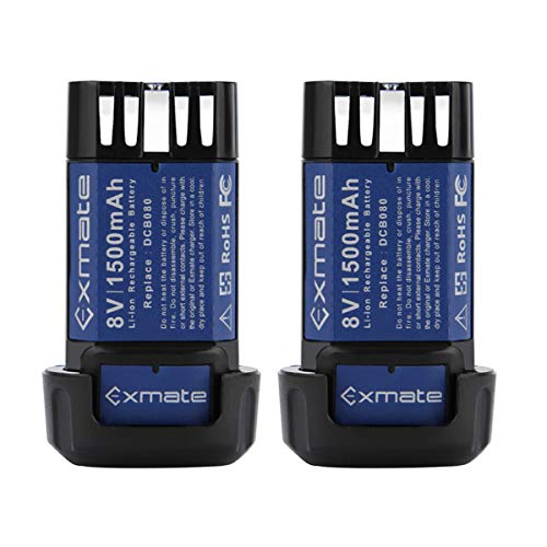 Batería-de-repuesto-Exmate-de-iones-de-litio-de-8-V-y-1,5-Ah-(paquete-de-2)-compatible-con-Dewalt-DCB080,-DCF680N1,-DCF682,-DCB095,-DW4390,-DCF680N2,-DCF680G2,-DCL023-y-DCF680.