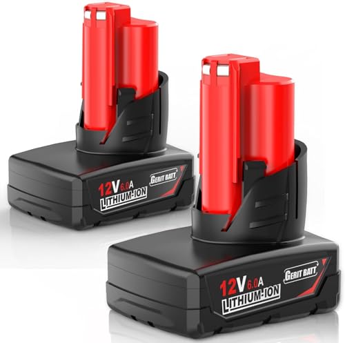 GERIT-BATT-48-11-2460-12-V-6.0-Ah-Reemplazo-para-batería-Milwaukee-de-12-V-Compatible-con-baterías-Milwaukee-de-12-voltios-48-11-2401,-48-11-2402,-48-11-2440,-48-11-2411-y-48-11-2420-Taladro-inalámbrico-Herramientas-eléctricas-(Rojo)