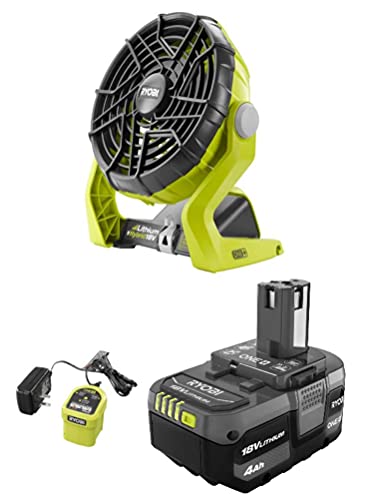 Ventilador-portátil-híbrido-RYOBI-ONE+-de-18-voltios-con-batería-de-iones-de-litio-de-4,0-Ah-MEJORADA-y-kit-de-cargador