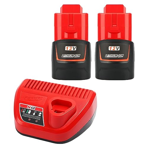 Kit-de-batería-y-cargador-de-repuesto-TENMOER-de-2-unidades-de-12-V-y-3,0-Ah-compatible-con-herramientas-de-12-V-de-Milwaukee