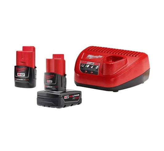 Paquetes-de-baterías-y-cargador-de-iones-de-litio-Milwaukee-M12-de-12-voltios,-4,0-Ah-y-2,0-Ah-(kit-de-inicio)-48-59-2424