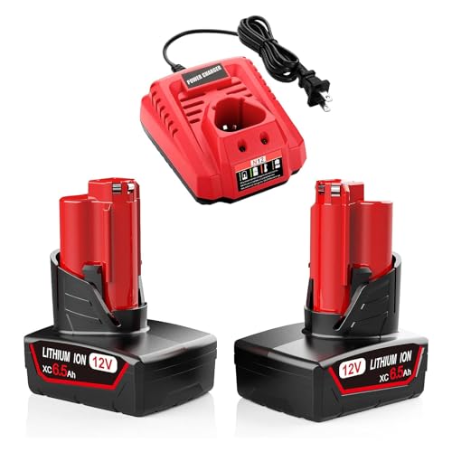 Paquete-de-2-baterías-Energup-de-6,5-Ah-y-12-V-para-Milwaukee-M-12-y-kit-de-cargador-(para-48-11-2440,-48-11-2411-y-48-11-2410)-con-cargador-48-59-2401-para-batería-Milwaukee-M-12-de-12-V