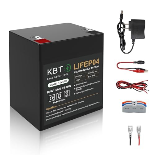 Batería-recargable-KBT-LiFePO4-de-12-V-y-6-Ah-con-cargador-de-12-V-y-cable-de-carga,-para-autocaravanas,-alarmas-de-seguridad-y-abridores-de-puertas-de-garaje-para-Chamberlain,-Genie,-Liftmaster,-Craftsman-y-Workhorse-(SLA1055)