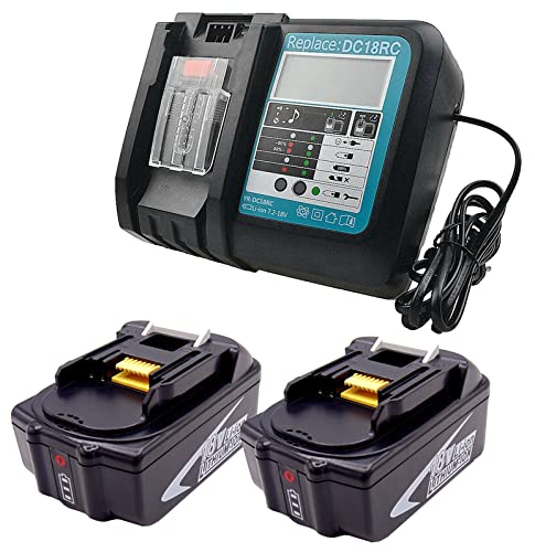 CNBY®-2-baterías-BL1850B-de-18-V-y-5-Ah-de-repuesto-para-Makita-de-18-V,-con-cargador-DC18RC-de-3-Ah,-compatible-con-las-baterías-Makita-de-18-V-BL1850,-BL1815,-BL1830B,-BL1840,-BL1840B,-BL1845,-BL1850-y-BL1850B.