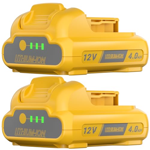 Batería-JUNWOOD-de-4.0-Ah-y-12-V-compatible-con-baterías-Dewalt-de-12-V-máx.---Reemplazo-para-DCB120,-DCB121,-DCB127-y-DCB124---Baterías-recargables-de-iones-de-litio-para-herramientas-inalámbricas-Dewalt-de-12-V-(paquete-de-2)