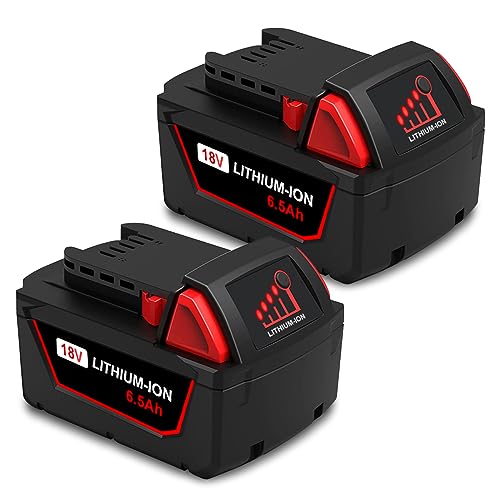 Batería-de-iones-de-litio-de-18-V-y-6,5-Ah-(paquete-de-1-a-2)-para-Milwaukee-M18-(18-V,-XC,-6,0-Ah,-XC,-5,0-Ah,-XC,-4,0-Ah,-48-11-1852,-48-11-1850-y-48-11-1840).