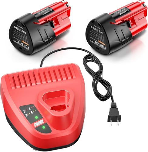 Paquete-de-2-baterías-y-cargadores-M12-de-iones-de-litio-de-12-V-y-3,5-Ah-de-repuesto-para-Milwaukee-M12.-Compatible-con-el-cargador-de-batería-Milwaukee-de-12-V-XC-Lithium-48-11-2411,-48-11-2420,-48-11-2401-y-48-11-2402.