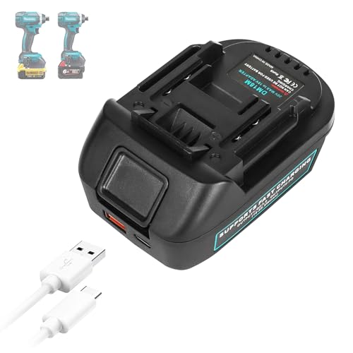 Adaptador-de-batería-ZLWAWAOL-DM18M-con-puerto-de-carga-USB-y-tipo-C-para-baterías-de-litio-Dewalt-de-20-V-y-Milwaukee-de-18-V-M18.-Convierte-a-baterías-Makita-de-18-V-BL1830,-BL1840-y-BL1850-(solo-adaptador).