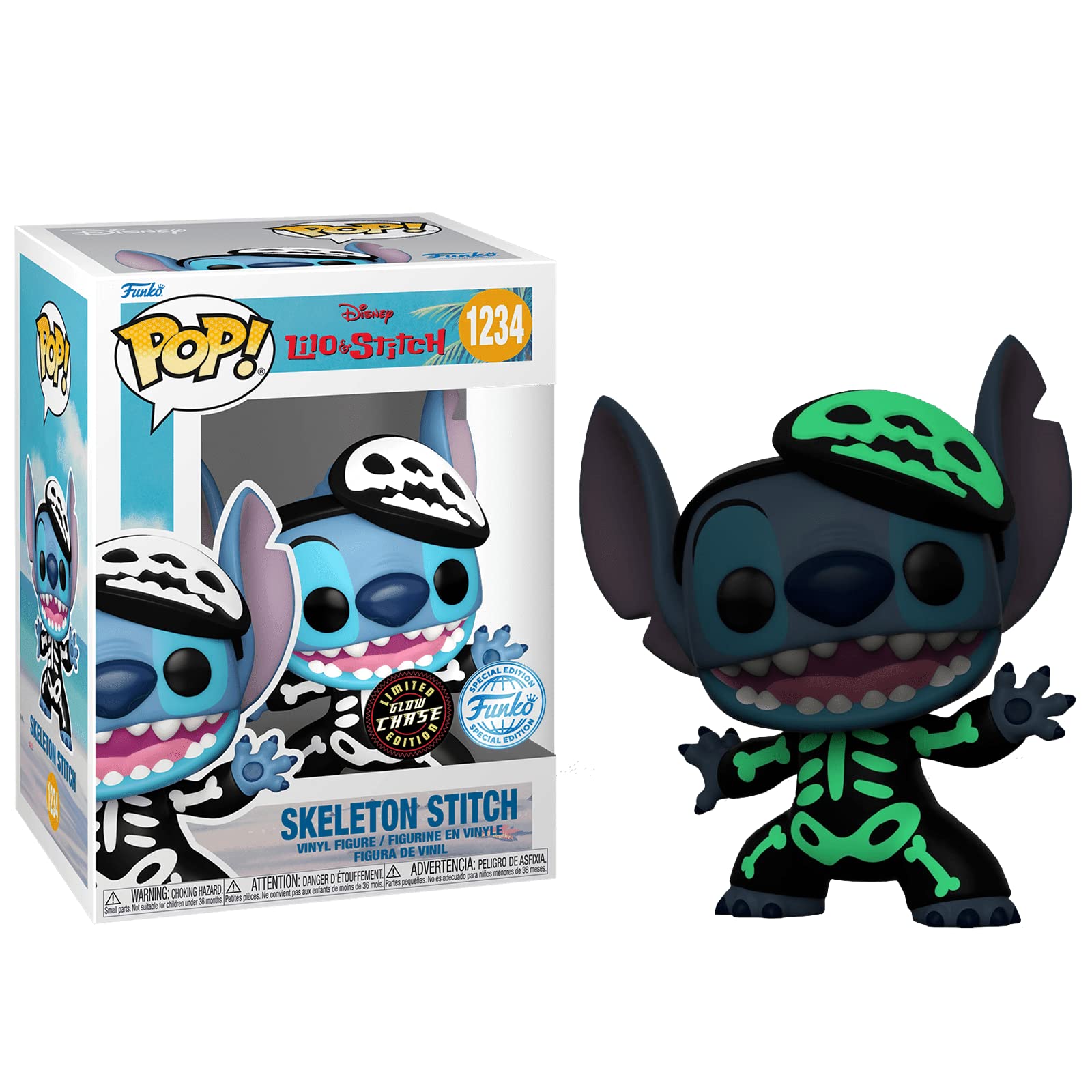 Funko Pop! Disney Lilo & Stitch #1234 - Skeleton Stich Glow Chase - Exclusivo Collectible Figura de Vinilo