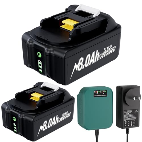 JUNWOOD---Batería-de-repuesto-para-Makita-de-18-V-y-cargador-mejorado-de-8,0-Ah-BL1860,-BL1850,-BL1840,-BL1830,-BL1820,-BL1815B-y-LXT400-(paquete-de-2)