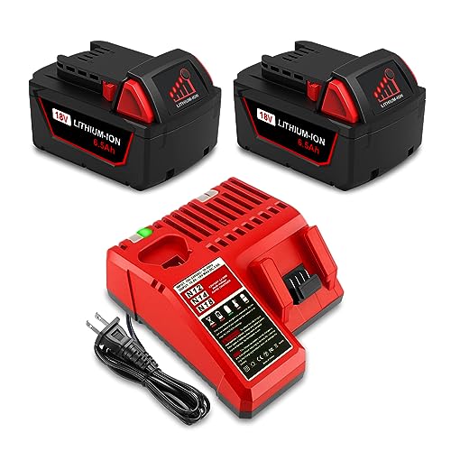 Kit-combinado-de-batería-y-cargador-Lizone-de-6,5-Ah,-18-V-(48-11-1850),-repuesto-para-Milwaukee-de-18-V-(XC,-6,0-Ah,-48-11-1865,-5-Ah,-48-11-1852,-4-Ah,-48-11-1840,-18-V-y-cargador-48-59-1812)
