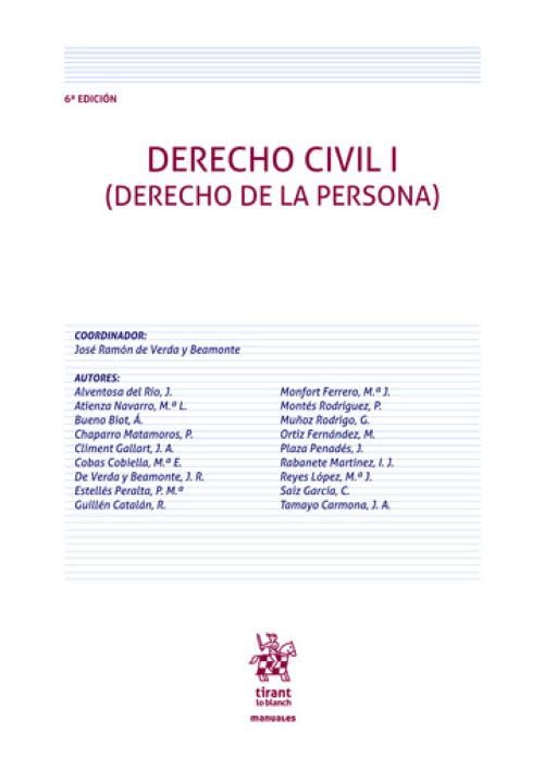Libro: Derecho Civil I (Derecho de la Persona) 6ª Edición (Manuales)