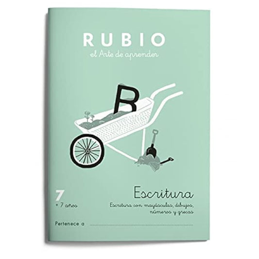7 Escritura RUBIO | Escritura y caligrafía de minúsculas y mayúsculas con repetición de letras y frases | +7 años