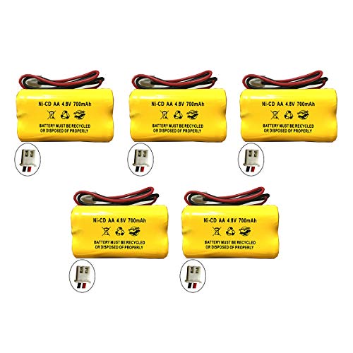 Batería-de-4,8-V-y-700-MAH-para-luz-de-emergencia-de-señal-de-salida-BL93NC487,-BL93NC484-y-BL93NC485.-Batería-de-NiCd-de-4,8-V-y-500-MAH-y-4,8-V-y-800-MAH,-conector-blanco-(paquete-de-5).
