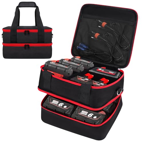 Estuche-de-almacenamiento-de-batería-TEFGTER-para-baterías-y-cargadores-Milwaukee-M12-M18-de-18-V-y-20-V.-Caja-rígida-para-transportar-baterías-(solo-bolsa).