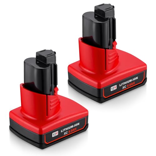 Batería-Powerextra-M12-de-6.0-Ah,-batería-de-repuesto-para-Milwaukee-M12,-compatible-con-herramientas-Milwaukee-M12-48-11-2410/48-11-2420/48-11-2411/48-11-2401/48-11-2402,-reemplaza-la-batería-Milwaukee-de-12-V-(paquete-de-2)