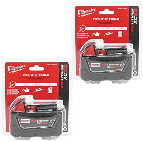 Baterías-Milwaukee-M18-REDLITHIUM-48-11-1850R-de-5.0-AH,-18-V,-48-11-1852-(paquete-de-2)-(originales)