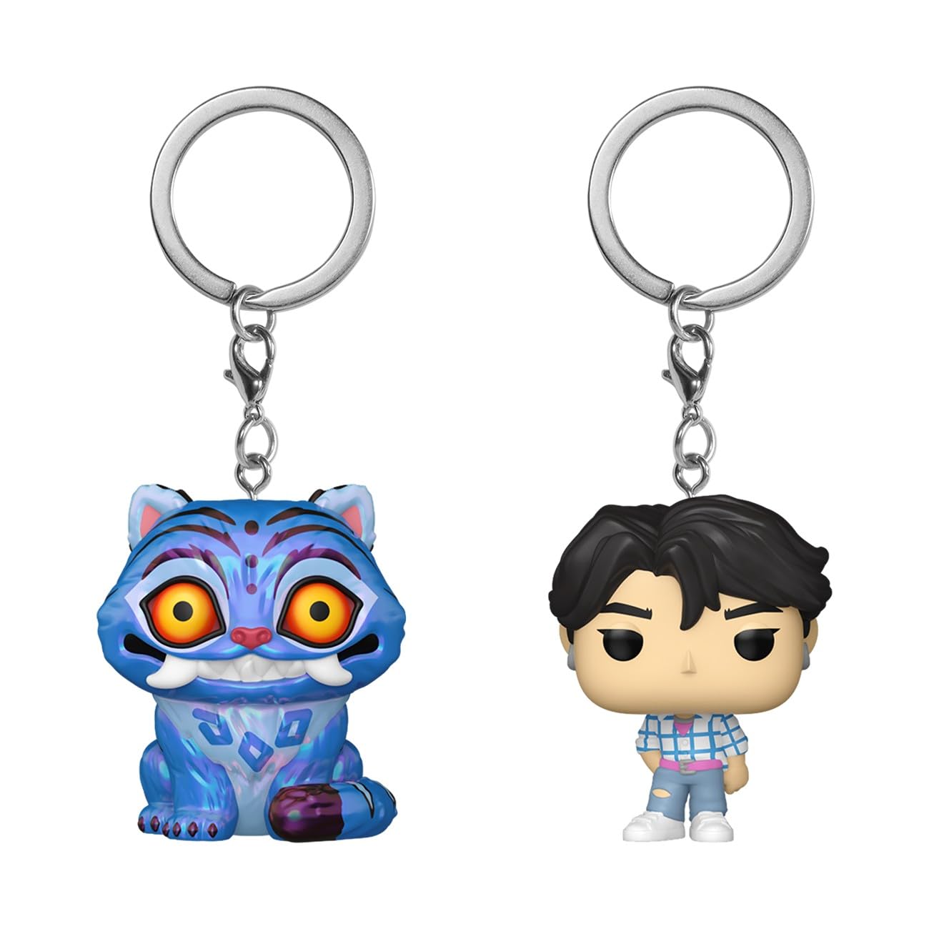 Funko Pop! Keychain: Netflix Kpop Demon Hunters - Derpy and Jinu, Pack de 2