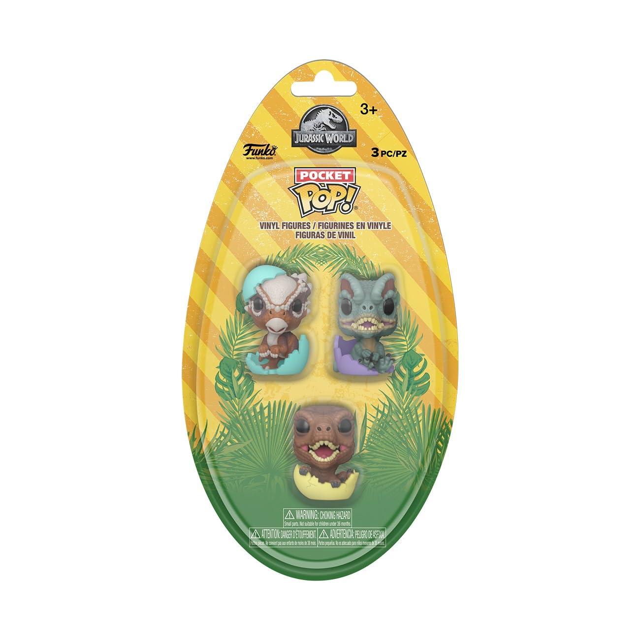 Funko Pop! Pocket Egg: Jurassic Park Spring - Baby Raptor​, Dilophosaurus, and Stygimoloch