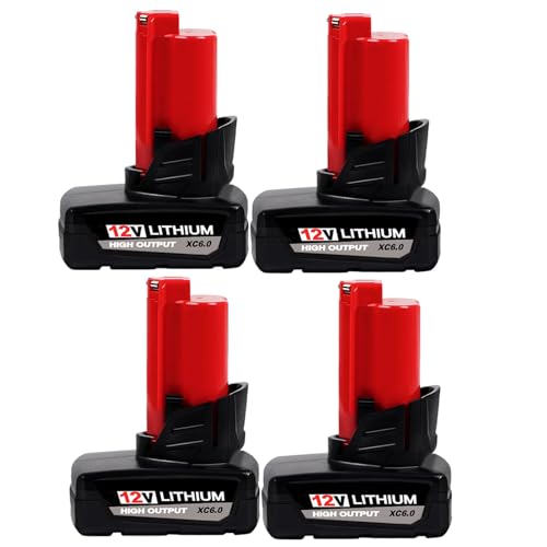 Batería-NSTTYK-48-11-2450-de-iones-de-litio-de-12-V-y-alto-rendimiento,-6-Ah-(paquete-de-2),-compatible-con-herramientas-Milwaukee-M12-y-cargador-original.-También-compatible-con-adaptador-para-chaqueta-térmica-Milwaukee-(reemplazo-para-batería-M12*4).