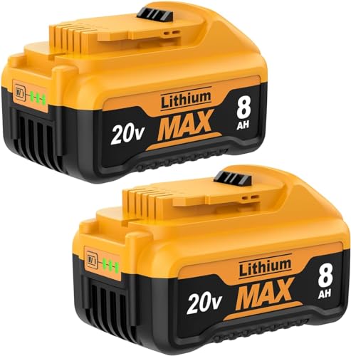 JUNWOOD---Paquete-de-2-baterías-de-repuesto-para-Dewalt-20-V-Max-(8,0-Ah,-litio),-compatible-con-herramientas-eléctricas-inalámbricas-Dewalt-XR-de-20-voltios-DCB200-DCB201-DCB203-DCB204-DCB206-DCB207-de-las-series-DCD/DCF/DCG.