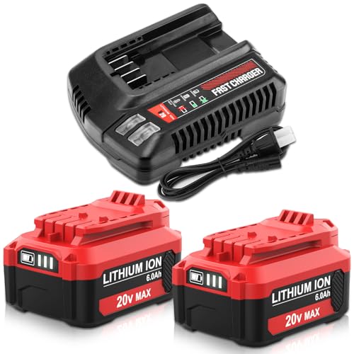 Paquete-de-2-baterías-de-repuesto-de-iones-de-litio-V20-de-20-V-y-6-Ah-y-cargador-CMCB104-compatibles-con-Craftsman-20-Volt-Battery-MAX-CMCB205-CMCB204-CMCB206-CMCB202-CMCB201,-herramientas-eléctricas-inalámbricas-de-20-voltios-(rojo)