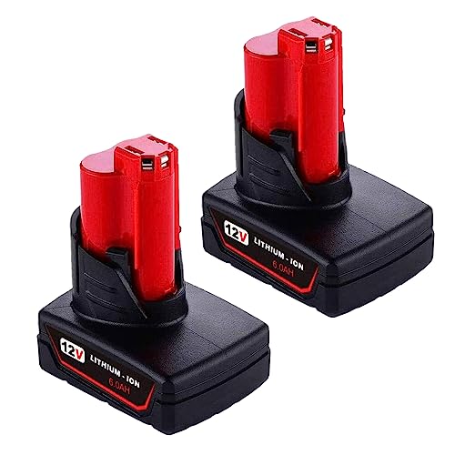 DV8DKV7---Paquete-de-2-baterías-de-repuesto-para-herramientas-inalámbricas-Milwaukee-M12-de-12-voltios-(6,0-Ah),-compatible-con-baterías-de-iones-de-litio-de-12-voltios-Milwaukee-48-11-2410,-48-11-2420,-48-11-2411-y-48-11-2401.