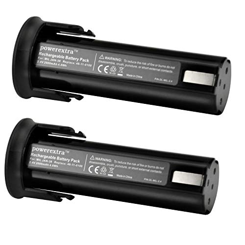 Batería-de-respaldo-Powerextra-de-NiCd-de-2,4-V-y-2000-mAh-para-Milwaukee-48-11-0100-6550-20-(paquete-de-2)