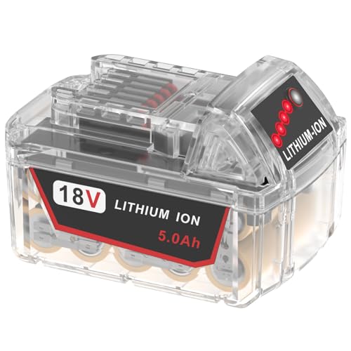 Batería-de-repuesto-FORBETER-de-5.0-Ah-y-18-V-para-Milwaukee-M18,-batería-de-litio-ion-48-11-1850,-compatible-con-herramientas-eléctricas-inalámbricas-Milwaukee-de-18-V-(transparente)