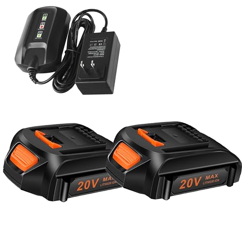Kit-de-inicio-de-batería-de-repuesto-de-20-V-(2-paquetes)-y-cargador,-Cell9102-WA3520,-batería-de-litio-y-cargador-WA3742,-compatible-con-herramientas-eléctricas-inalámbricas-Worx-de-20-voltios.