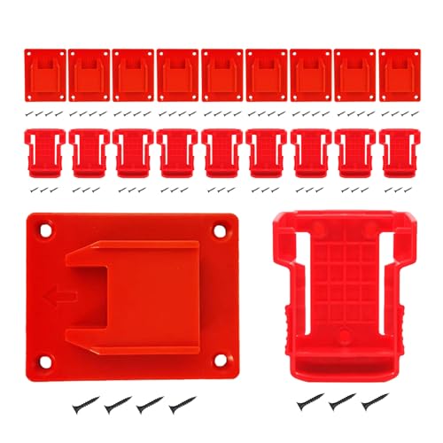 MXASLKMZ-20-piezas-Portaherramientas-Soporte-de-batería-para-taladro-de-batería-Milwaukee-M18-18V-Herramienta-roja-10-piezas-portaherramientas-y-10-piezas-portabatería-con-70-tornillos-para-herramienta-eléctrica