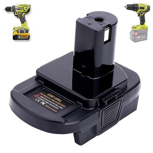 Adaptador-de-batería-DM18RL-para-baterías-De-Walt-a-Ryobi-y-de-Mil-K-a-Ryobi.-Convierte-baterías-De-Walt-de-20-V/Mil-K-de-18-V-a-baterías-de-iones-de-litio-Ryobi-One+-de-18-V-(solo-adaptador).