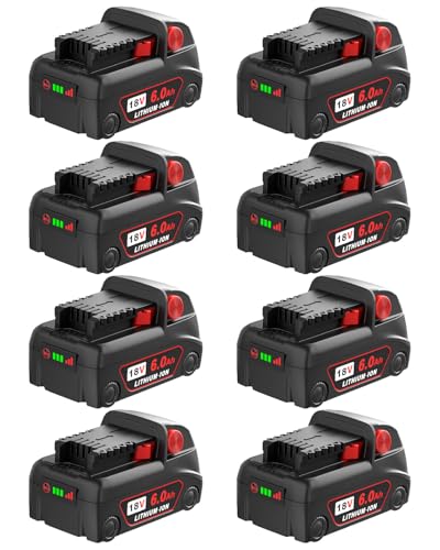 Batería-de-repuesto-de-18-V-para-Milwaukee-M18.-Baterías-de-alta-capacidad-compatibles-con-herramientas-y-cargadores-Milwaukee.-Versión-2024/Nueva-patente-(negra,-paquete-de-8).