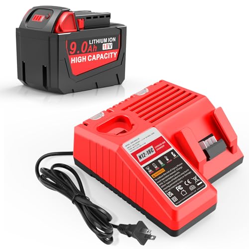 Batería-de-litio-Stairlie-WK1890-de-18-V-y-9-Ah-N12-18C,-cargador-combinado-de-12/18-V-y-3-A,-compatible-con-Milwaukee-48-11-2420,-48-11-2440,-48-11-1815,-48-11-1820,-48-11-1840,-48-11-1850,-48-11-2401-y-48-11-1890