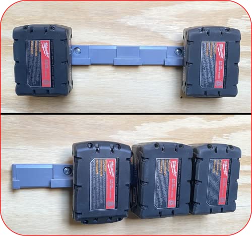 Portapilas-Milwaukee-M18-|-Almacenamiento-para-4-pilas-de-18-V-|-Montaje-en-pared-|-ABS-gris-|-0,75-x-1,5-x-12"-|-Resistente-al-calor-|-EE.-UU.