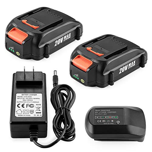 Kit-de-reemplazo-de-batería-y-cargador-Energup-de-20-V-para-Wor-(2-unidades),-compatible-con-Wor-WA3520,-WA3525,-WA3575,-WG151s,-WG251s,-WG540s,-WG545s,-WG890-y-WG891,-con-cargador-de-batería-de-litio-Works-de-20-V.