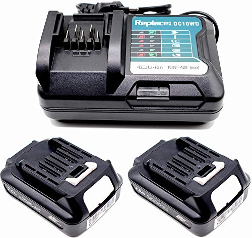 baterías-BL1021B-de-12-V-y-2-Ah-con-cargador-DC10WD.-Reemplazan-las-baterías-Makita-de-12-V-BL1021B,-BL1016,-BL1041B,-197339-1,-197406-2,-BL1040,-BL1040B,-BL1015B,-BL1040/MP100DZ,-CG100D,-JR103DZ,-DF333DZ,-TD110D-y-HR140DZ.
