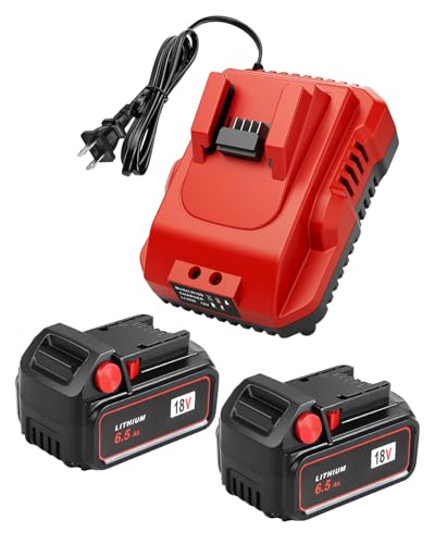 TOMORTOOL---Paquete-de-2-baterías-de-repuesto-de-18-V-y-6,5-Ah-para-Milwaukee-M-18-y-1-cargador-(rojo)