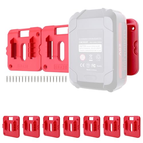 Tulepowceeng---Paquete-de-10-soportes-para-batería-Craftsman-de-20-V,-soporte-de-pared-con-20-tornillos-para-baterías-de-20-V-(1,5-Ah,-2,0-Ah,-2,5-Ah,-3,0-Ah,-3,5-Ah,-4,0-Ah,-5,0-Ah,-6,0-Ah,-6,5-Ah-y-7,0-Ah)