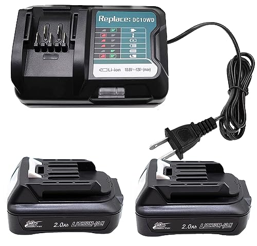 QCZRED-2-baterías-BL1021B-de-12-V-y-2,0-Ah-y-cargador-DC10WD.-Reemplazo-para-baterías-Makita-BL1016,-BL1015,-BL1020B,-BL1041B-y-BL1040B.-Compatible-con-el-cargador-Makita-DC10WC-y-DC10SB.