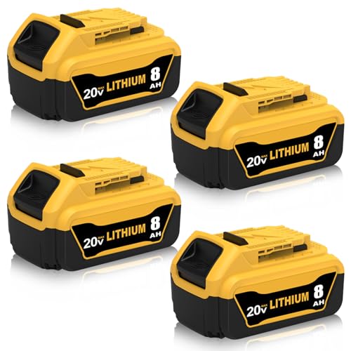 Zuliati---Repuesto-para-batería-Dewalt-20-V-Max,-8,0-Ah,-DCB206.-Compatible-con-baterías-Dewalt-20-V,-DCB204,-DCB203,-DCB200-2,-DCB201,-DCB180-y-DCD985B-para-baterías-de-20-V-de-la-serie-DCD/DCF/DCG-(amarillo,-paquete-de-4).