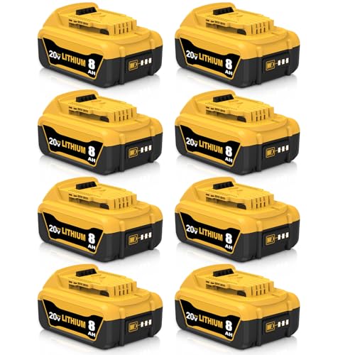Zuliati---Repuesto-para-batería-Dewalt-20-V-Max,-8-Ah,-DCB206.-Compatible-con-baterías-Dewalt-20-V,-DCB204,-DCB203,-DCB200-2,-DCB201,-DCB180-y-DCD985B-para-baterías-de-20-V-de-la-serie-DCD/DCF/DCG-(paquete-de-8-unidades,-amarillo).