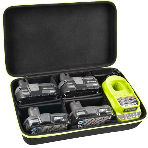 Estuche-compatible-con-baterías-compactas-Ryobi-ONE+-de-iones-de-litio-de-18-V-y-4,0/3,5/3,0/2,0/1,5-Ah.-Soporte-de-transporte-para-cargador-de-batería-de-18-V.-Contenedor-organizador-con-6-divisores-(solo-caja).