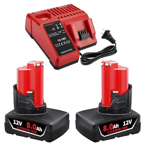 Dxotovs---2-baterías-de-repuesto-de-12-V-y-8-Ah-para-Milw-M-12-y-un-cargador,-compatibles-con-herramientas-inalámbricas-de-12-V-48-11-2440,-48-11-2402-y-48-11-2411-(2-unidades-+-cargador)