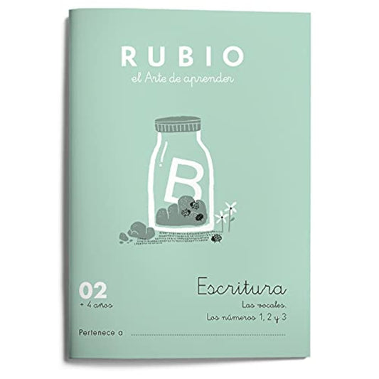 02 Escritura RUBIO | Ejercicios de escritura para trabajar las vocales y los números 1, 2 y 3 | +4 años
