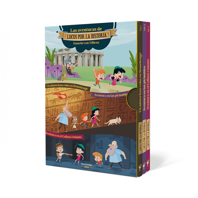 Libro: Las aventuras de Locos por la historia. Pack de 3 libros para niños de 5 a 9 años: Viaja a la Prehistoria, el Antiguo Egipto y la Antigua Roma y vive grandes aventuras