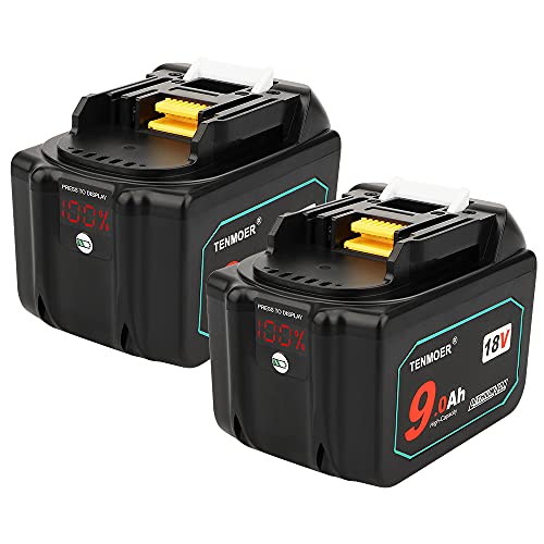Batería-de-repuesto-TENMOER-BL1890-de-18-V-y-9-Ah-compatible-con-taladro-inalámbrico-Makita-BL1830B-y-BL1860B-de-18-V-con-pantalla-LED-(paquete-de-2)