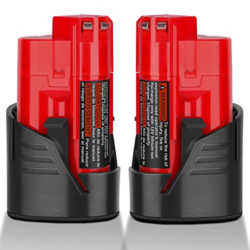 KUNLUN---Paquete-de-2-baterías-de-3,0-Ah-y-12-V-para-Milwaukee-(12-V,-litio,-compatible-con-Milwaukee-48-11-2411,-48-11-2420,-48-11-2401-y-48-11-2402)