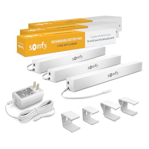 Paquete-de-3-baterías-recargables-Somfy-con-cargador---Persianas,-estores-y-cortinas-eléctricas---Duradero,-fácil-de-instalar---Incluye-clips-de-montaje-en-pared---Compatible-con-varios-motores---N.°-9021217,-N.°-9025166